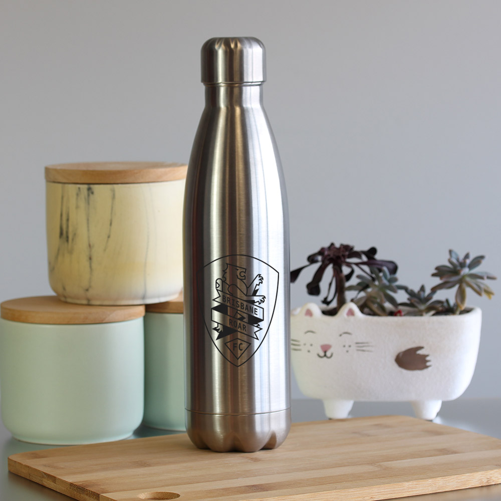 A&T Insulated Water Bottle 500ml - Brushed Stainless
