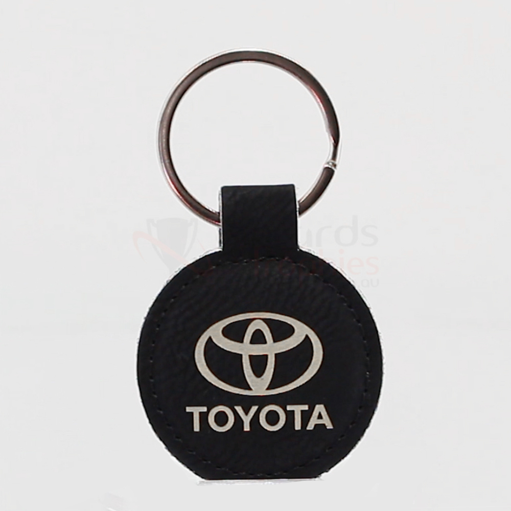 Leatherette Keychain - Black/Silver