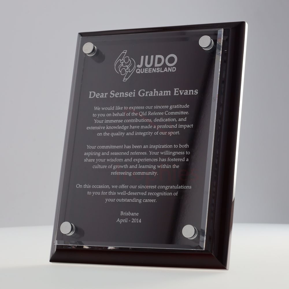 Economy Mahogany Floating Plaque 200mm