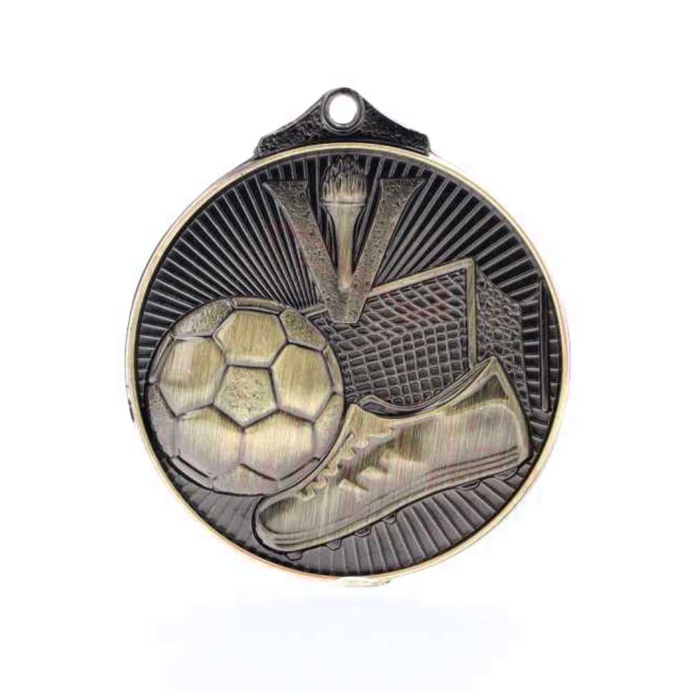 Embossed Soccer Medal 52mm Gold 