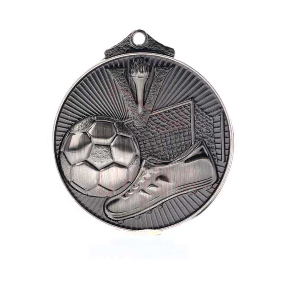 Embossed Soccer Medal 52mm Silver 