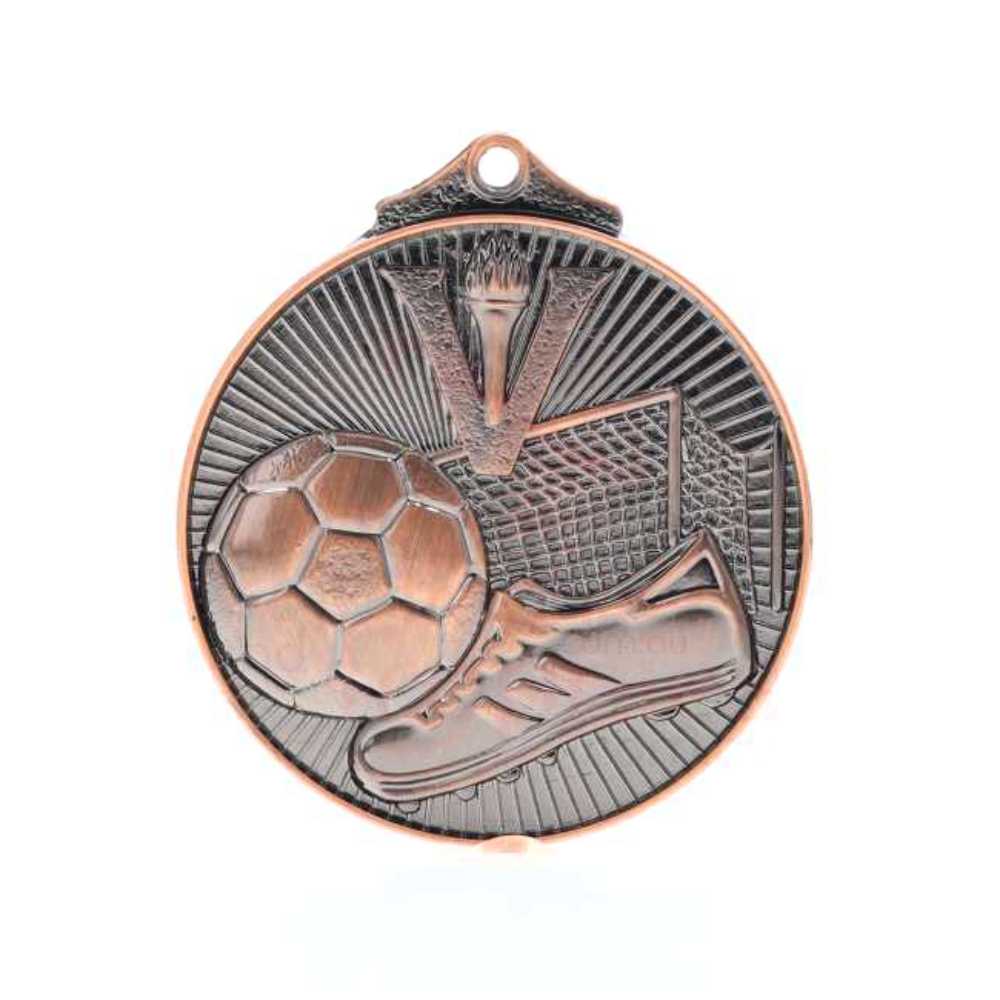 Embossed Soccer Medal 52mm Bronze 