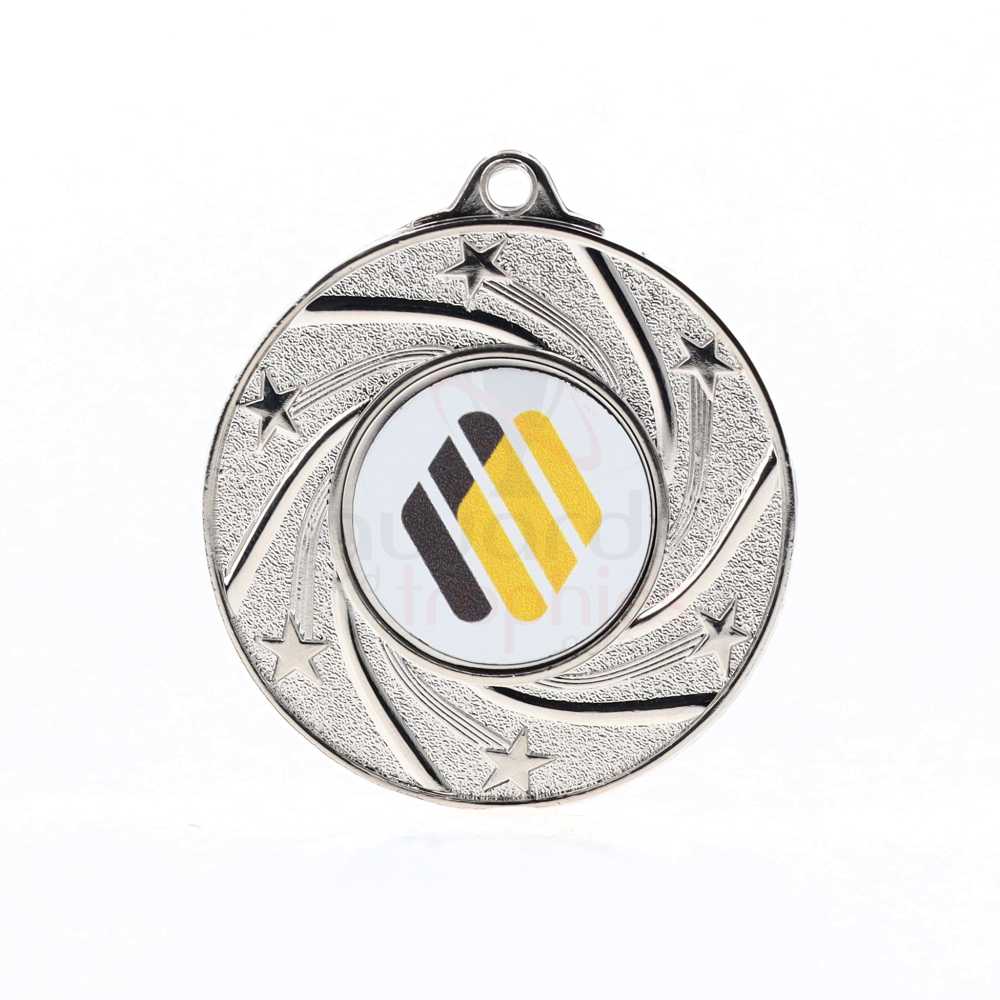 Shiny Galaxy Personalised Medal 50mm Silver 