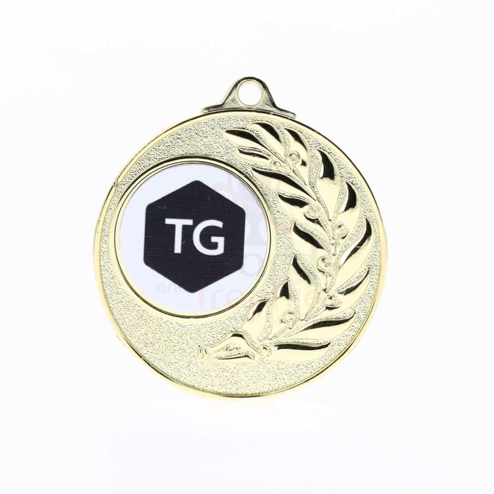Shiny Laurel Personalised Medal 50mm Gold 