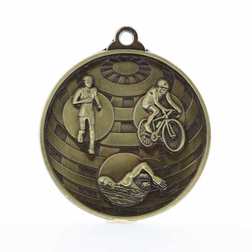Global Triathlon Medal 50mm Gold 