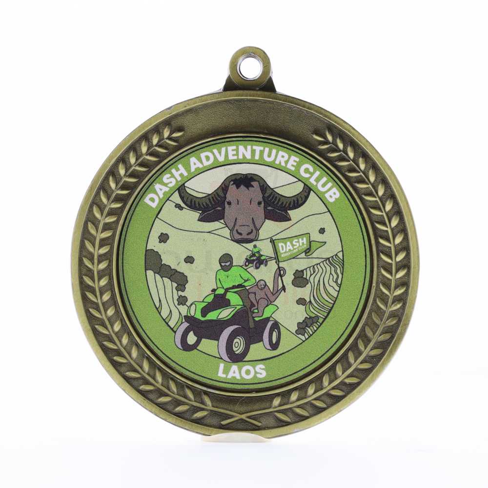 Heavyweight Wreath Personalised Medal 70mm Gold 