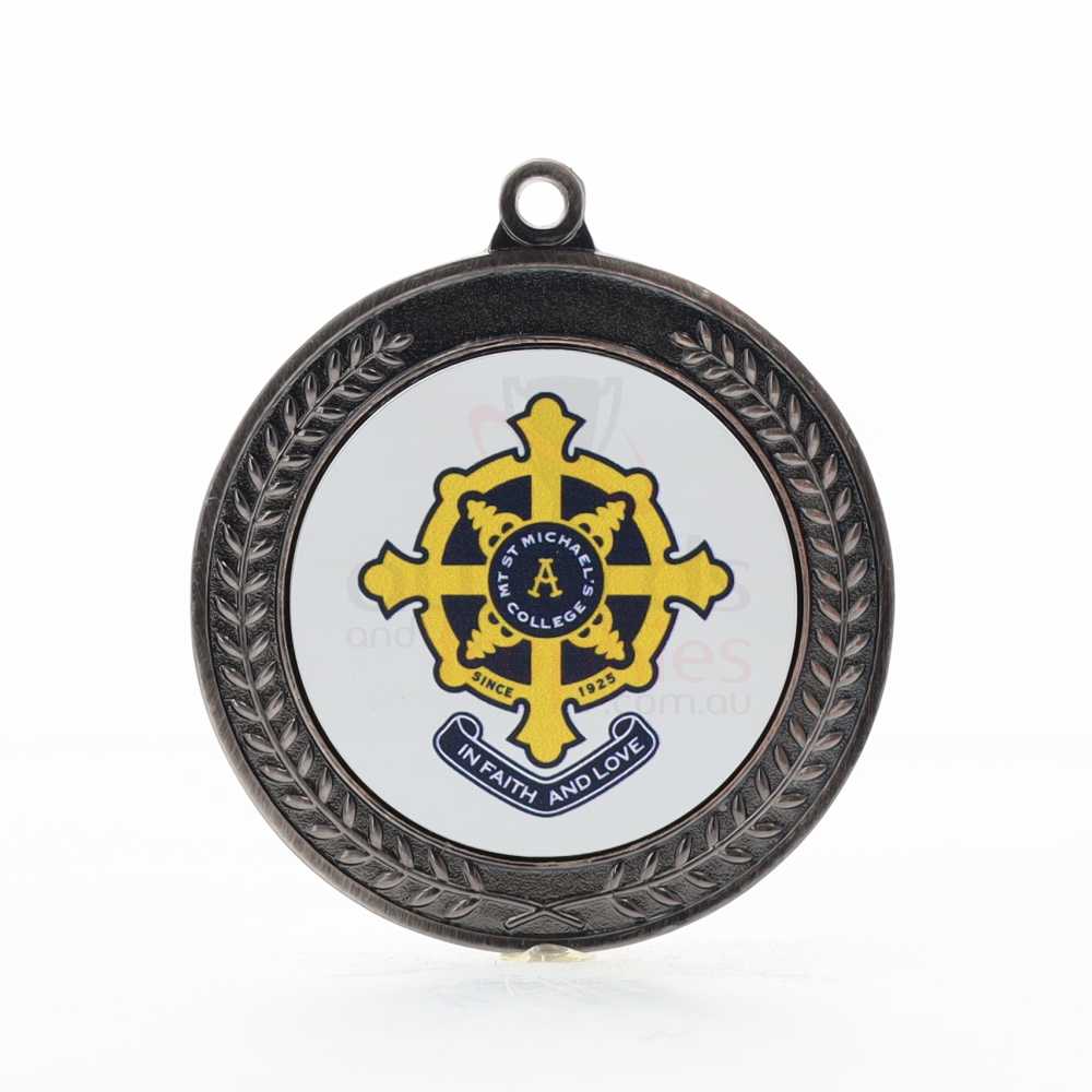 Heavyweight Wreath Personalised Medal 70mm Silver 