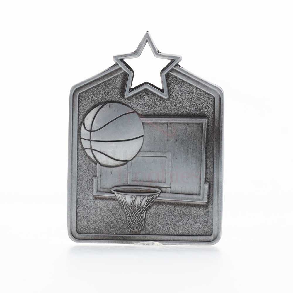 Shield Medal Basketball 60mm Silver