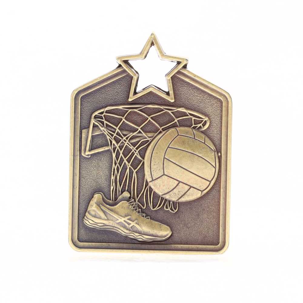 Shield Medal Netball 60mm Gold