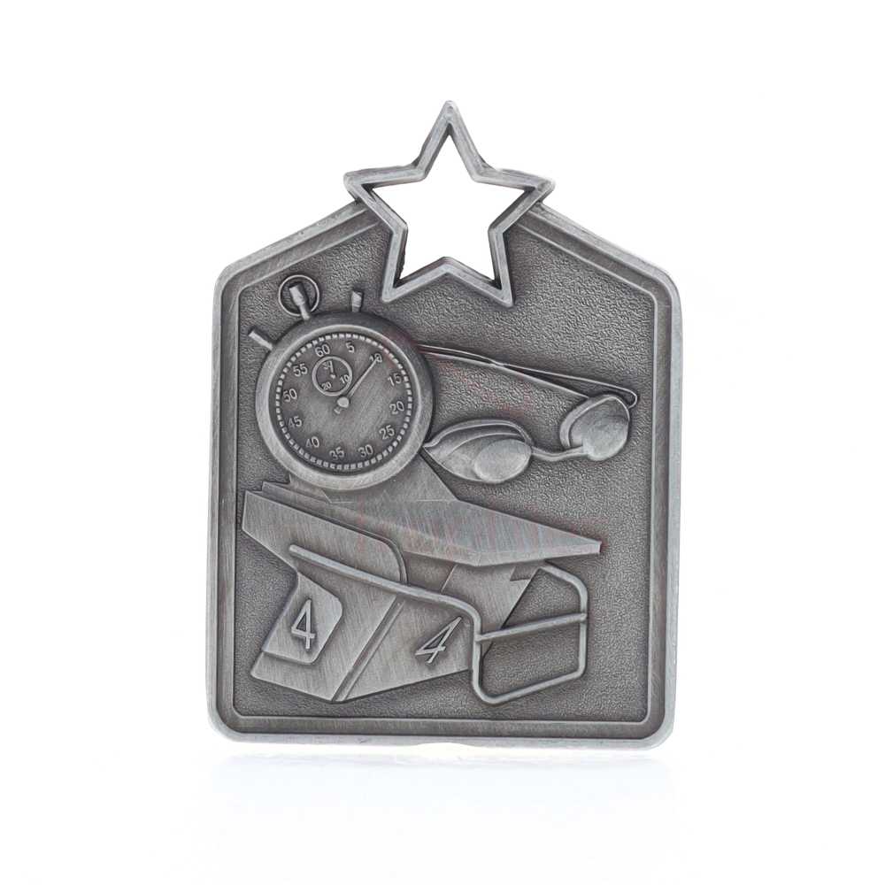 Shield Medal Swimming 60mm Silver