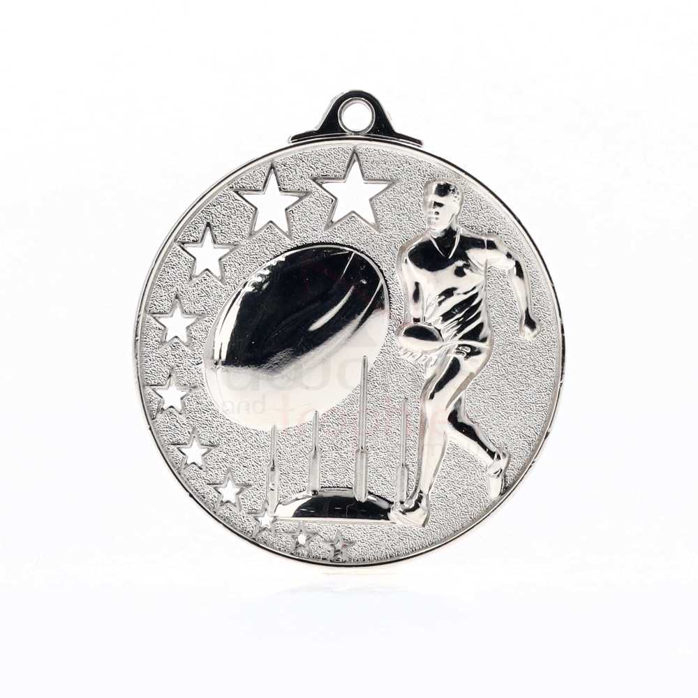 Aussie Rules Star Medal 50mm Silver
