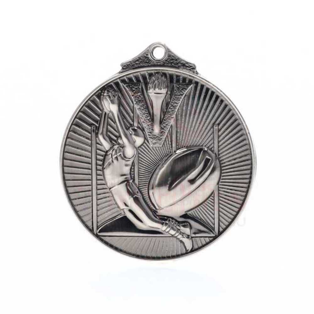 Embossed Aussie Rules Medal 52mm Silver