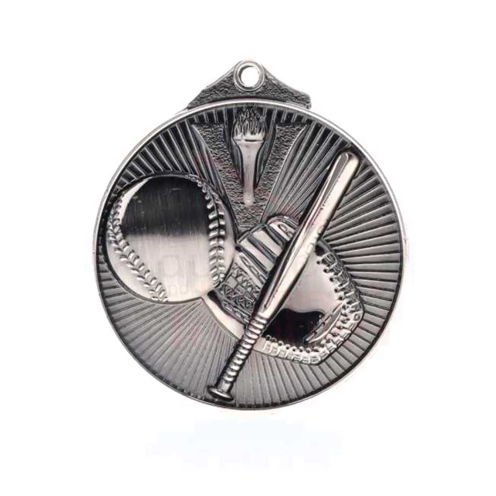 Embossed Baseball Medal 52mm Silver