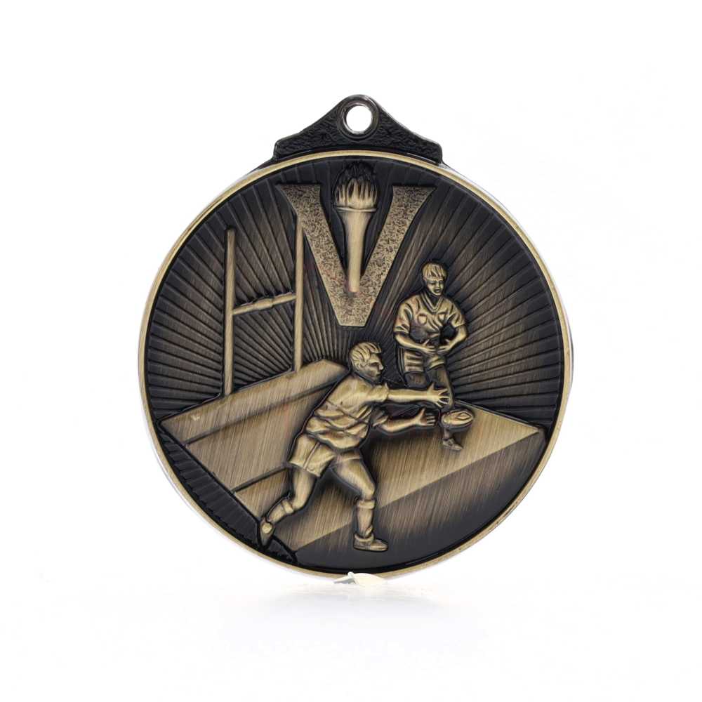 Embossed Rugby Medal 52mm Gold