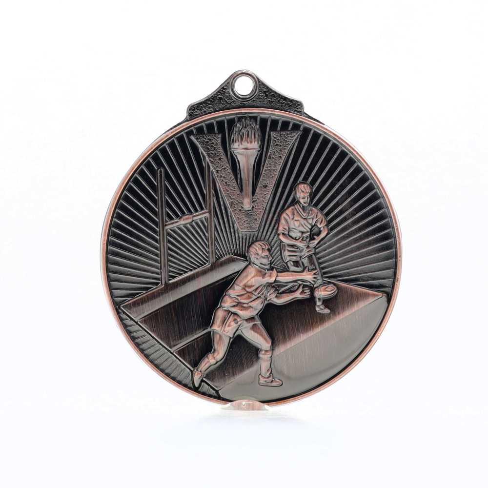 Embossed Rugby Medal 52mm Bronze