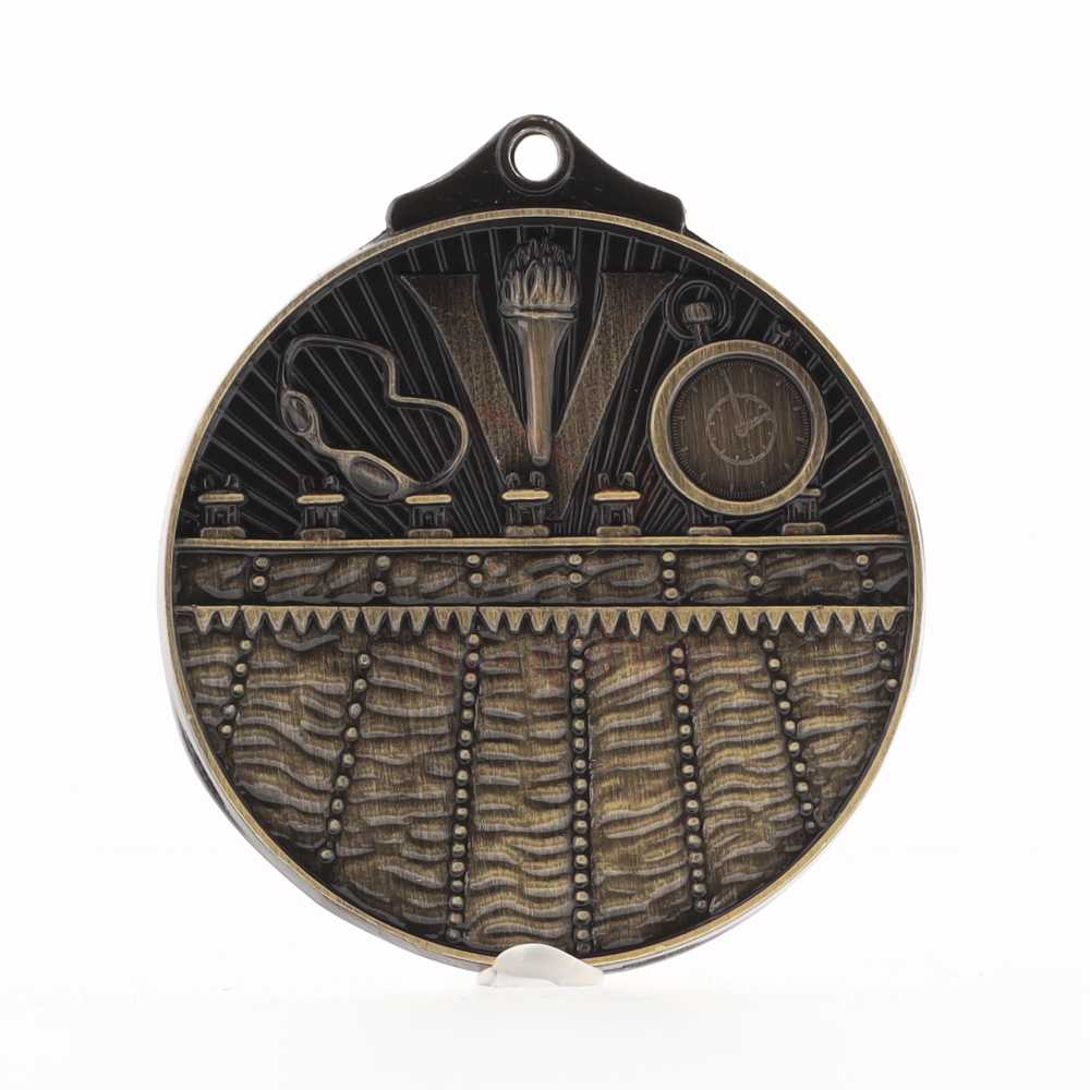 Embossed Swimming Medal 50mm Gold