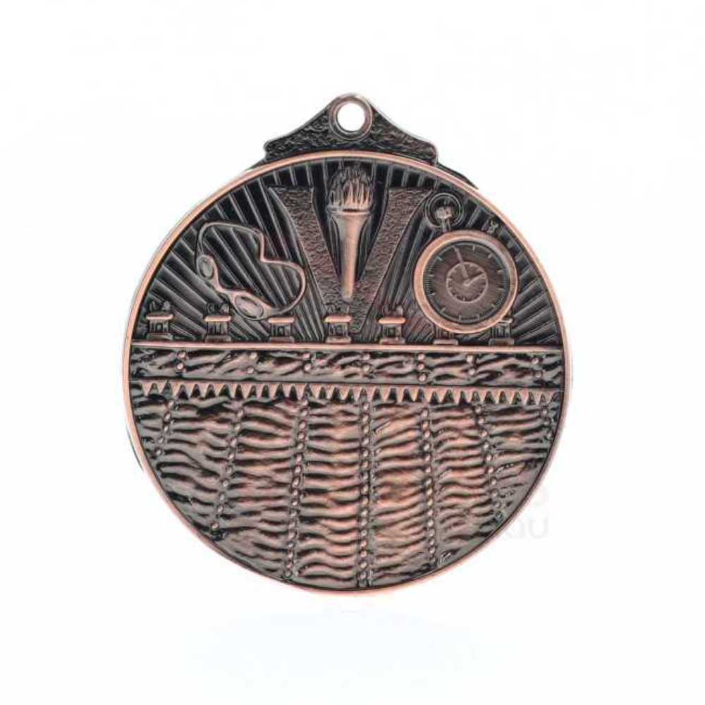 Embossed Swimming Medal 50mm Bronze