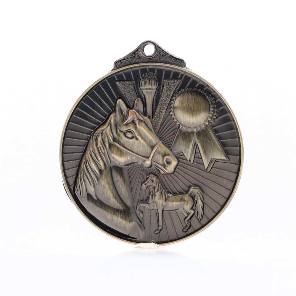 Embossed Equestrian Medal 52mm Gold
