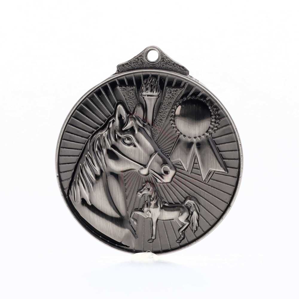Embossed Equestrian Medal 52mm Silver