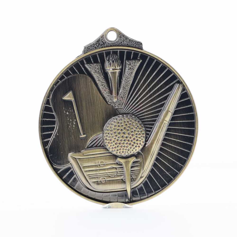 Embossed Golf Medal 52mm Gold