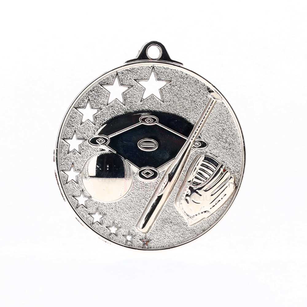 Star Baseball Medal 52mm Silver