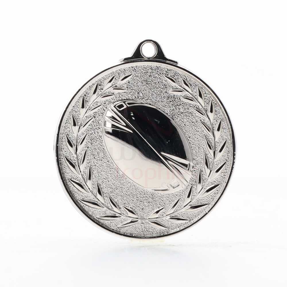 Wreath Rugby Medal 50mm Silver
