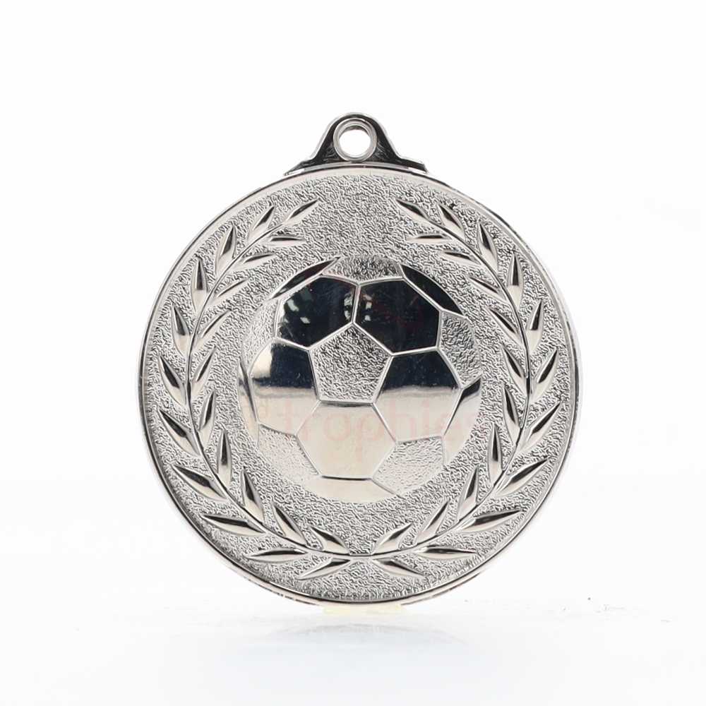 Wreath Soccer Medal 50mm Silver