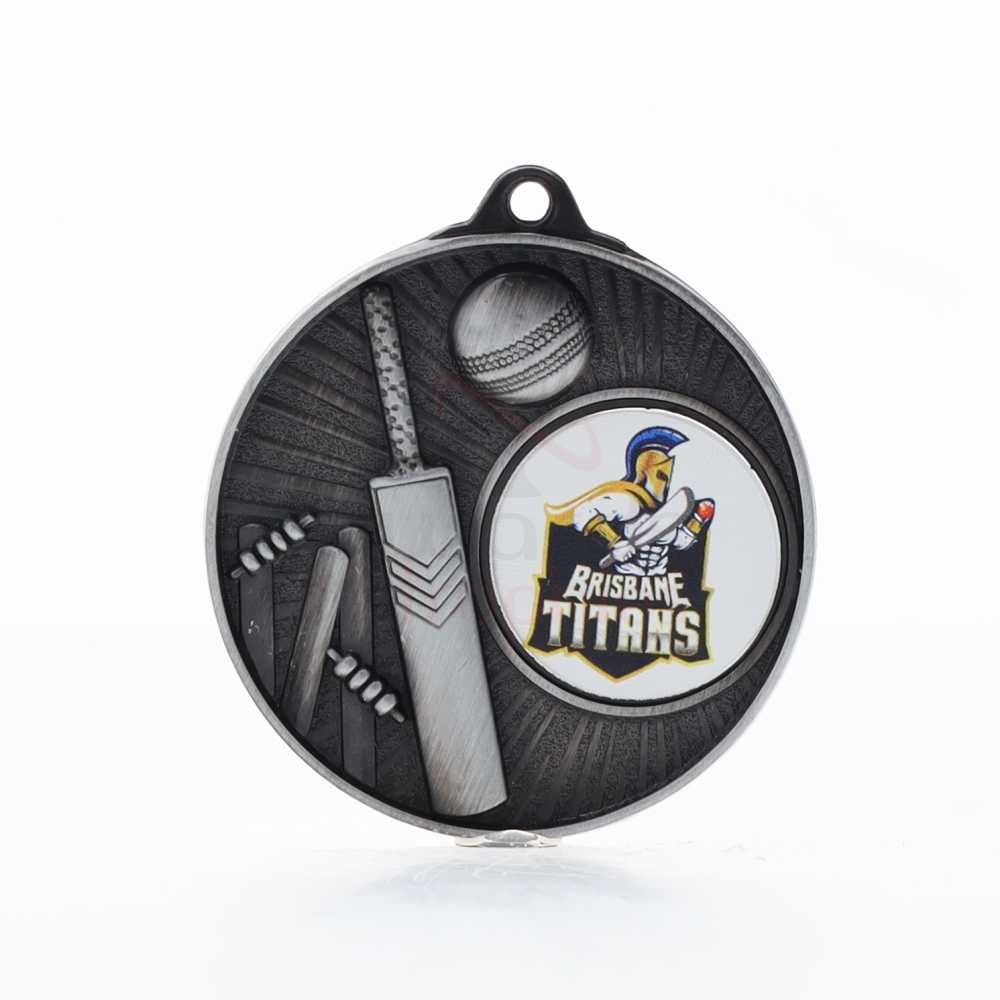 Blitz Logo Medal Silver 52mm - Cricket