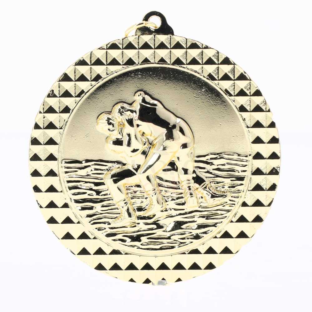 Wrestling Facet Medal Gold 70mm
