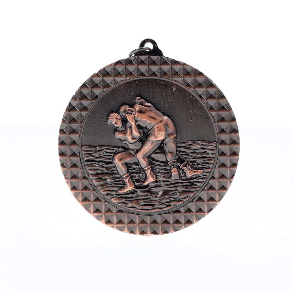 Wrestling Facet Medal Bronze 70mm