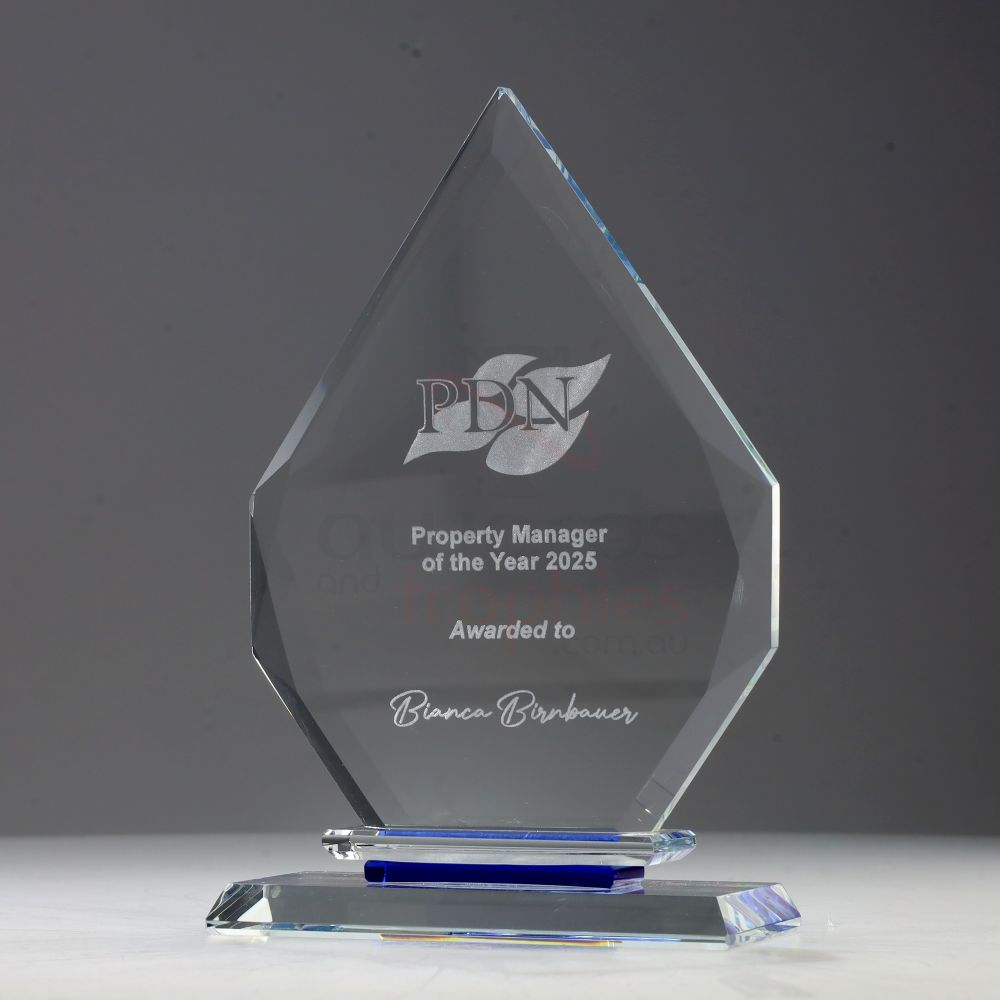 Aquamarine Glass Arrowhead 170mm