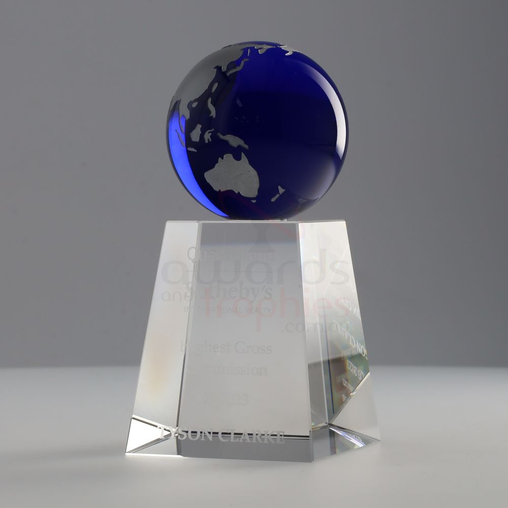 Blue Globe on Base 130mm