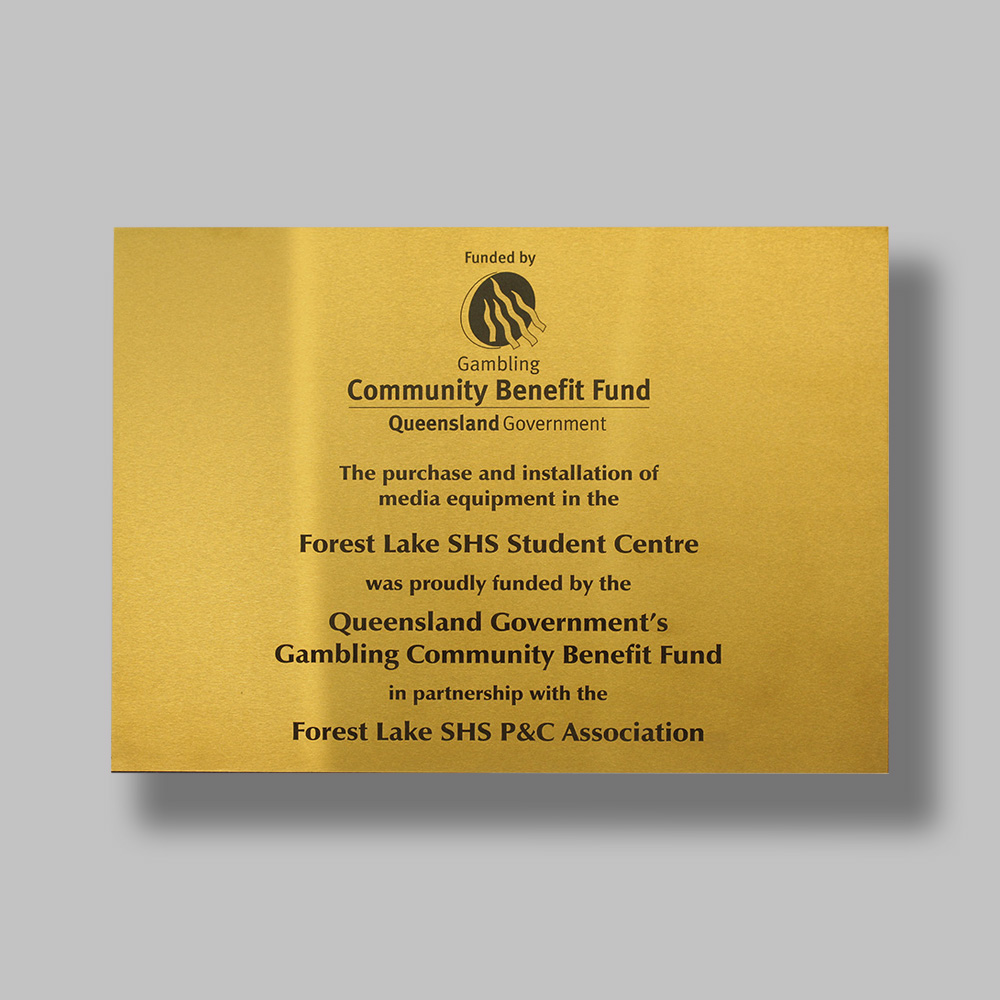 A3 Gold Stainless Steel Plaque 